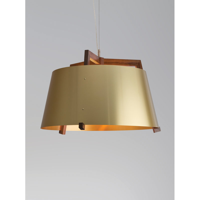Ignis Pendant, 11.5" H x 17" W, Oiled Walnut/Brushed Brass, 2700K LED w/ Diffuser - Rigid