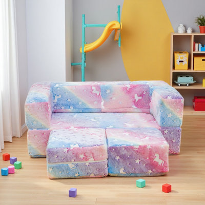 Modular Play Couch, Sectional Sofa, Bedroom And Playroom Furniture, Convertible Foam And Floor Cushion, DIY Creativing Playroom Seating & Booth For Pl