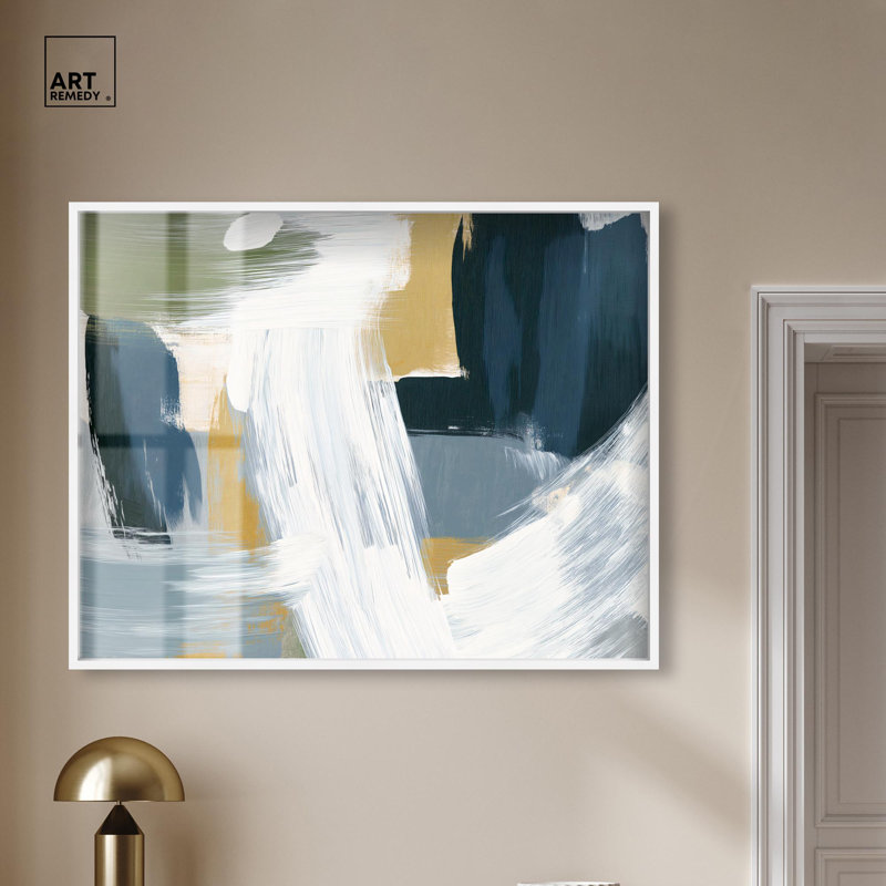 Décoration murale abstraite «Moss Layers III Shadowbox» par Art Remedy, H 37 po x l 46 po, Blanc