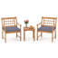 Ensemble de chaises bistro d'extérieur en bois d'acacia avec table basse et porche 3 pièces -1298105129