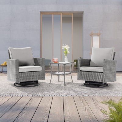 Janie 2 - Person Outdoor Seating Group with Cushions and Rocking Swivel Chairs