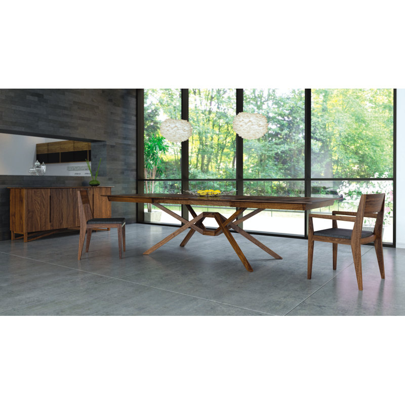 Exeter Single and Double Leaf Extension Dining Table, Natural Walnut, 50" W x 72"/92"/112" L, 2