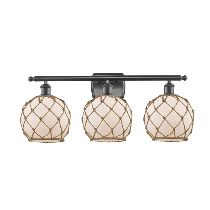 Éclairage pour salle de bain 3 lumières à intensité variable Appling, Brun mat, Blanc / Brun, Ampoule DEL 6 watts Vinage