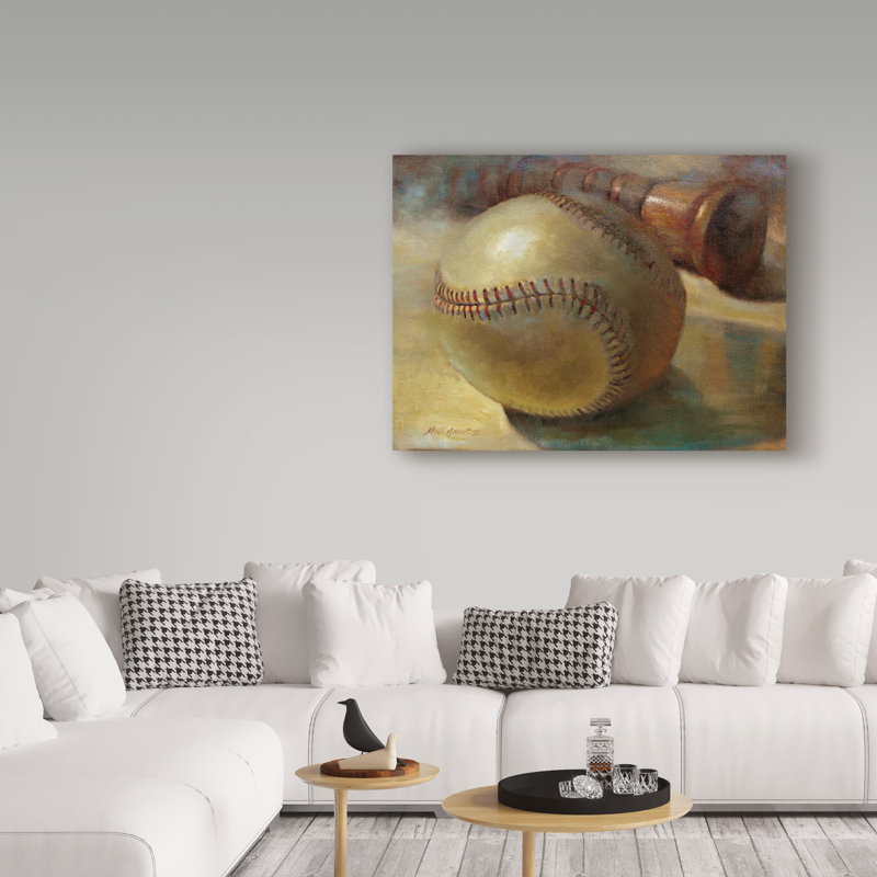 Hall Groat II Baseball with Bat Canvas Art 14x19