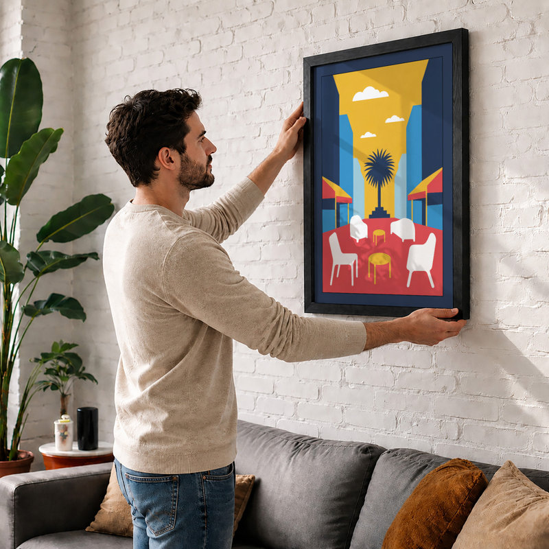 Interior Portal Tropical - Framed Print, A2 - 59.4 x 42.0 cm, White