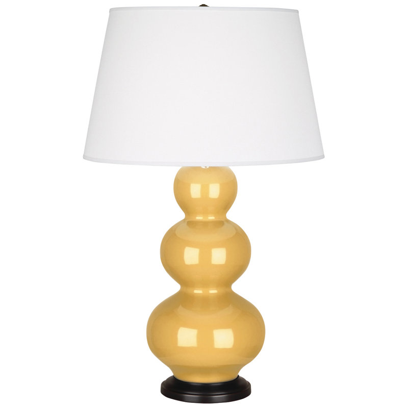 Triple Gourd Ceramic Table Lamp, Sunset Yellow/Deep Patina Bronze, Deep Patina Bronze