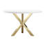 Pangea Home Round Remi Wood & Metal Dining Table – Modern Table - 6-Seater for Kitchen & Dining Room - Navy Table with Gold Legs-87930257-87930260