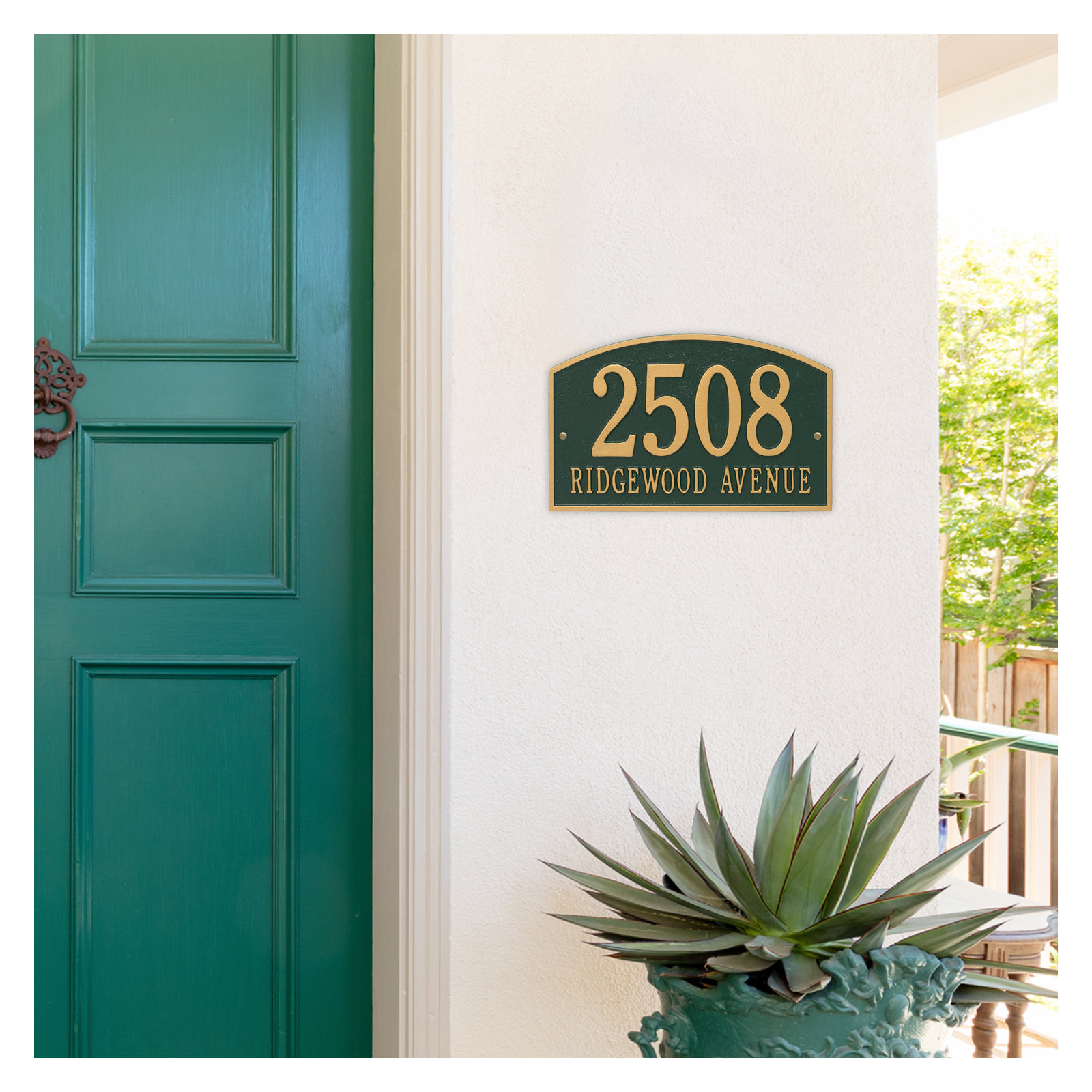 Legacy 2-Line Wall Address Plaque, Black / Gold, Yes
