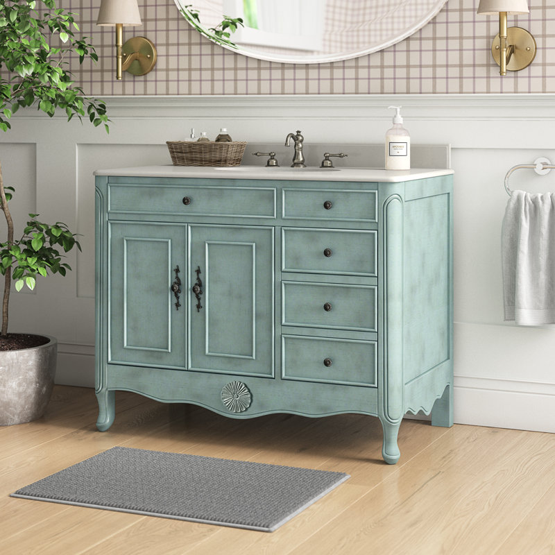 Ensemble de meuble-lavabo simple 38 po Medina, Bleu clair vieilli