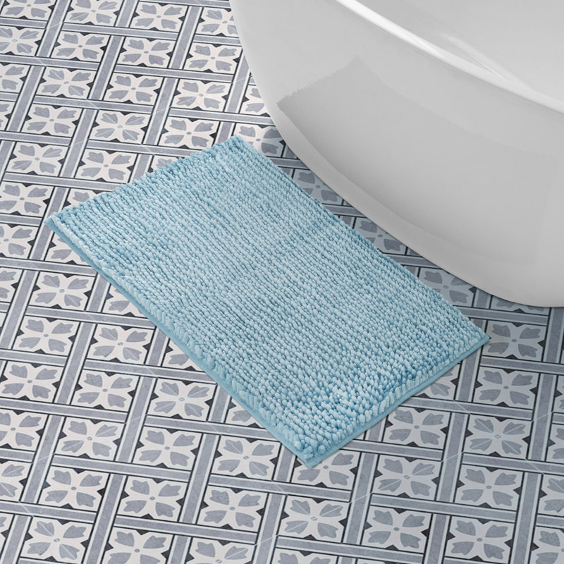 Laura Ashley Butter Chenille Bath Rug, Aqua, 20" W x 34" L