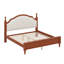 Structure de lit avec tête de lit tapissier courbée, structure de lit en bois de style Mid-Century avec support à lattes de bois-130569594-130569593