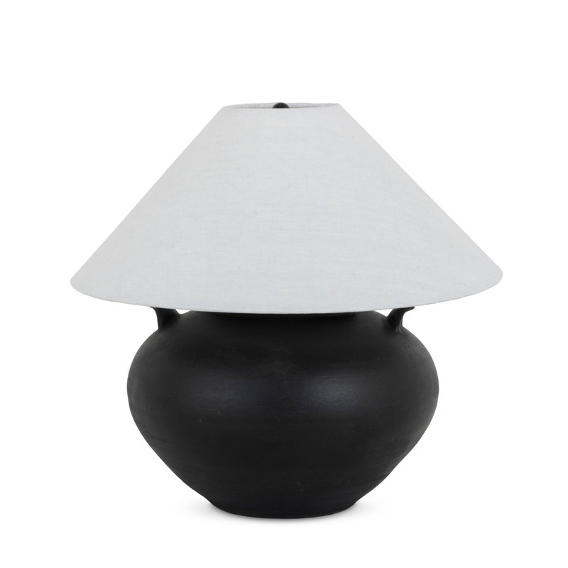 Civita Table Lamp, Aged Black Terracotta