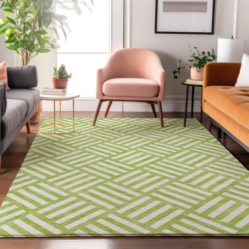 Tapis lime Cerrito lavable à la machine de qualité supérieure, Rectangle 5 pi x 7 pi 6 po