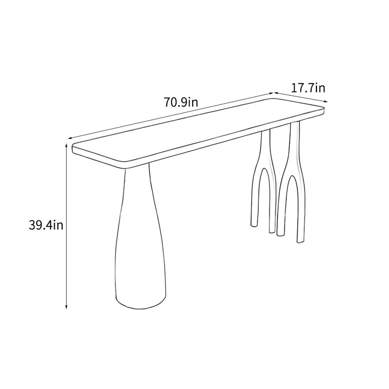Modern simple brown console table, 39.4" H x 70.9" W x 17.7" D