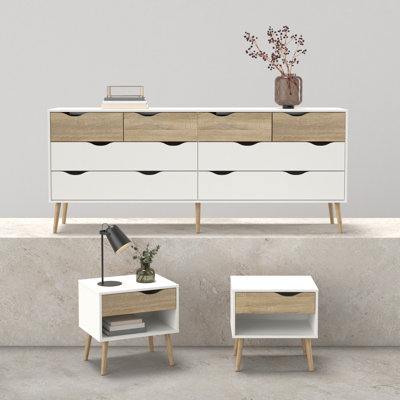Justus Bedroom Set - 8 Drawer Double Dresser and Nightstand