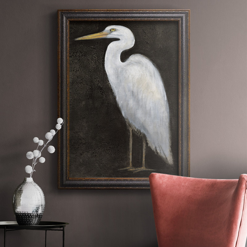 White Heron Portrait II, toile encadrée de qualité supérieure - prête à être accrochée, H 20 po x l 16 po x P 2,5 po