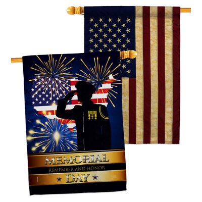 Double Sided 40'' H x 28'' W Polyester Independence Day House Flag