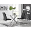 Seline Modern Round Dining Table Set in Glass and Chrome with 2 Upholstered Faux Leather Chairs