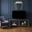 Meuble télé en métal de luxe pour téléviseur de 55 po ou moins avec verre trempé
