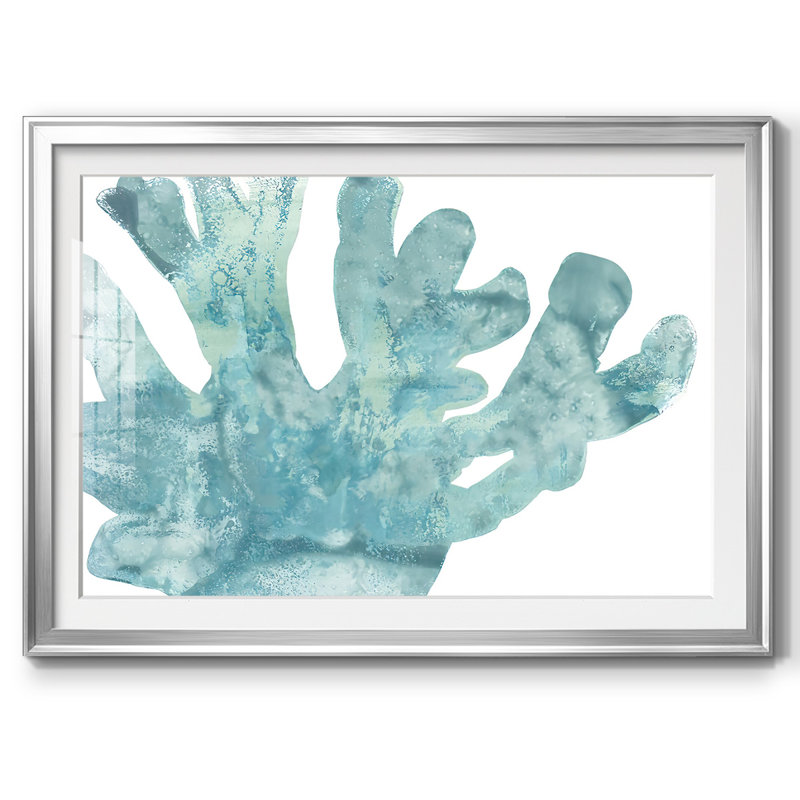 Blue Macro Coral I, impression sur papier, Argent, H 15 po x l 21 po x P 1,5 po