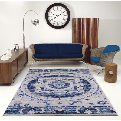 Bleu oriental/tapis décoratif gris SantaFe