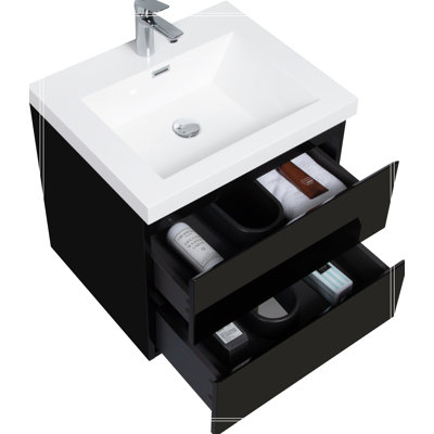 24" Floating Bathroom Vanity with Sink, Modern Wall-Mounted Bathroom Storage Vanity Cabinet