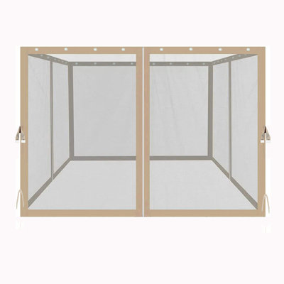 Filet de remplacement mural 10 pi x 10 pi 10 pi, beige avec fermetures à glissière, l 116,5 po, P, H 81,1 po, fixé par des anneaux à pression et des sangles de coin pour filet de patio, taille X, attaché à deux coins