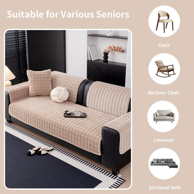 Housse de canapé en velours lavable, H 1 po x l 63 po x P 36 po