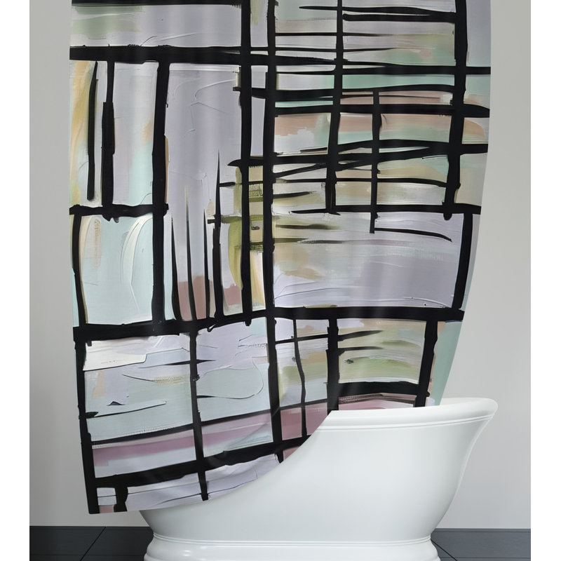 Rideau de douche abstrait Citori, H 72 po x l 70 po