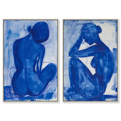 Shades of Solitude Canvas Print Boho Abstract Art Set by Art Remedy, Silver Frame, 20 x 30