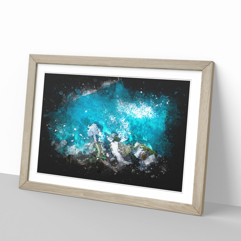 Padang Padang Island in Bali - Picture Frame Painting, Oak Framed, 27cm H x 36cm W x 2cm D