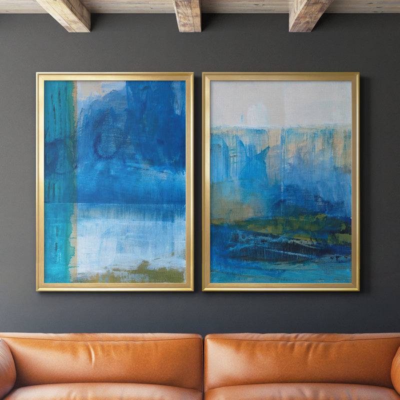 Bay Walk I - ensemble de 2 reproductions d'art sur toile encadrées, Or, H 36,5 po x l 53 po x P 1,25 po