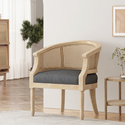 Fauteuil d'appoint gris anthracite avec charme champêtre et siège rembourré