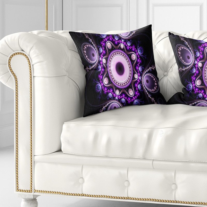 Bright Fractal Circles and Waves - Coussin imprimé abstrait, 18 po x 18 po, Coussin décoratif