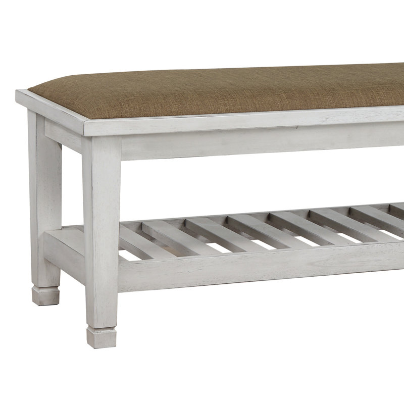 Ranbir Upholstered Storage Bench, Brown, White