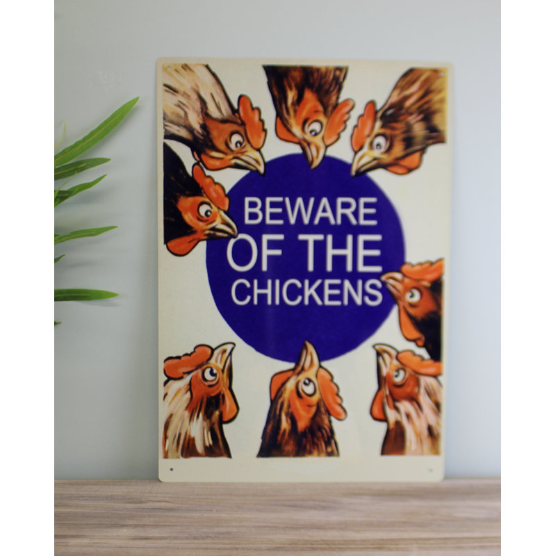 Vintage Metal Sign – Beware Of The Chickens
