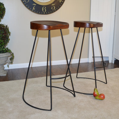 Tabouret de bar et de comptoir en bois massif Keilia