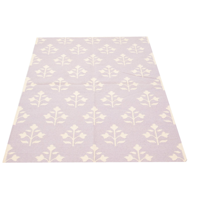 Tapis oriental en laine tissé à plat à la main à motif rectangulaire Evah 5 pi 1 po x 7 pi 10 po Evah