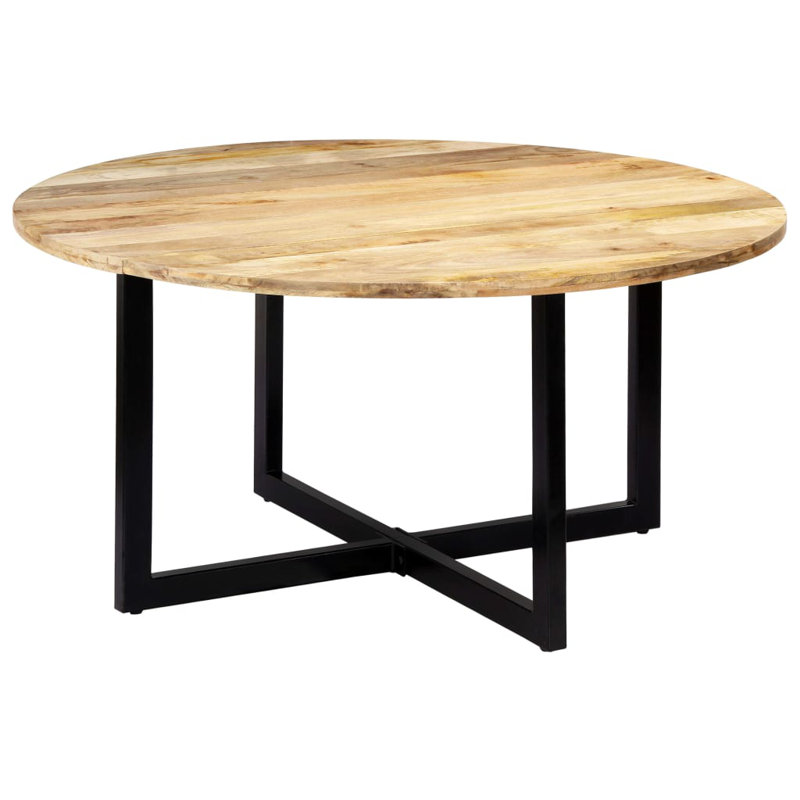 Schrade Round Solid Wood Top Metal Base Dining Table, H73 x L150 x W150cm