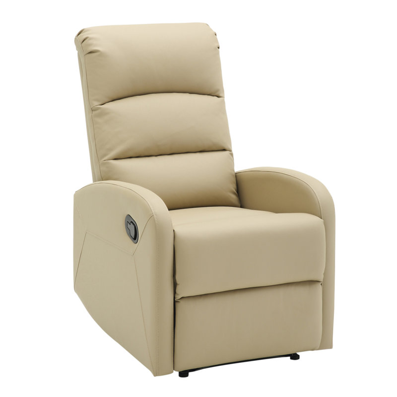 Dormi Contemporary Recliner Chair In Beige Faux Leather By Lumisource, Beige