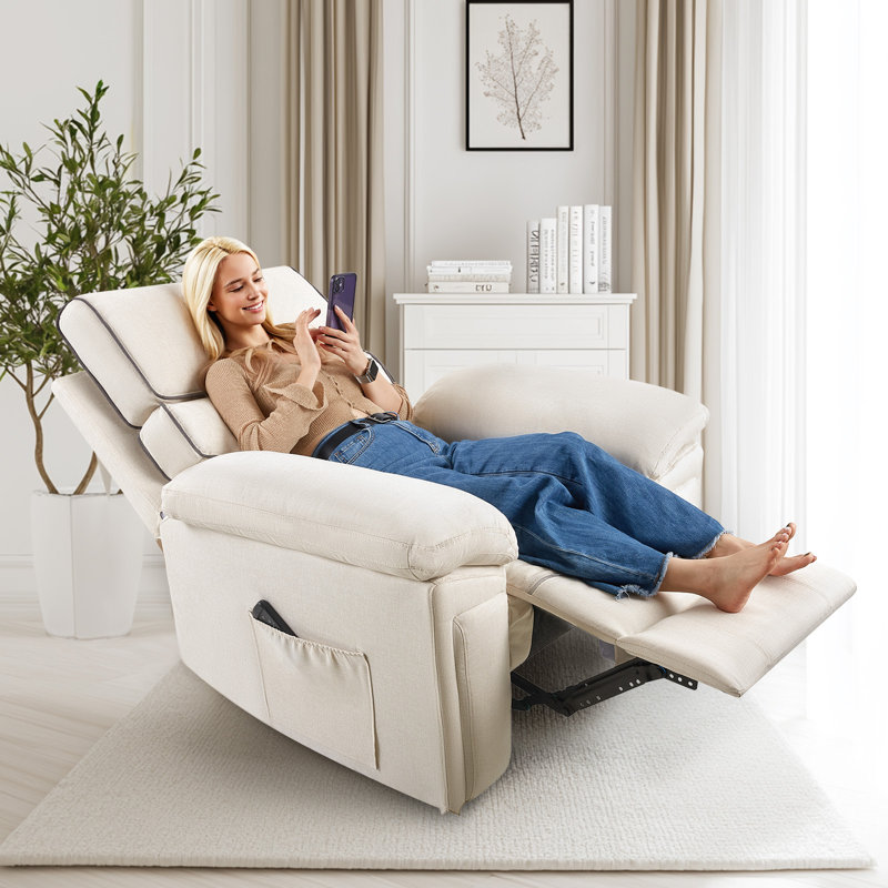 Fauteuil inclinable manuel moderne pour adultes, fauteuil inclinable rembourré, Beige