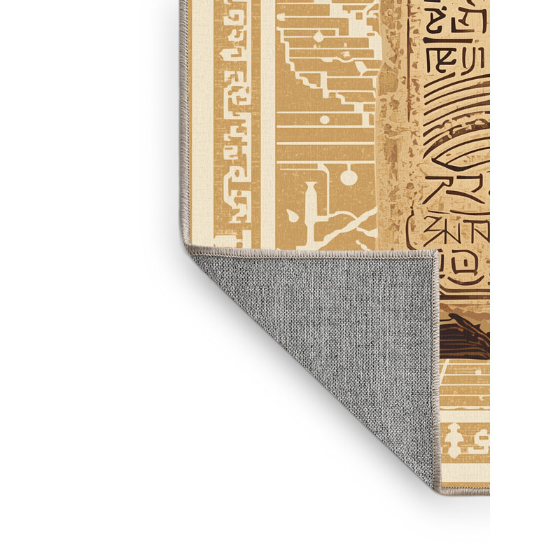 Tapis oriental traditionnel brun / beige lavable à la machine Englewood, 6 X 9