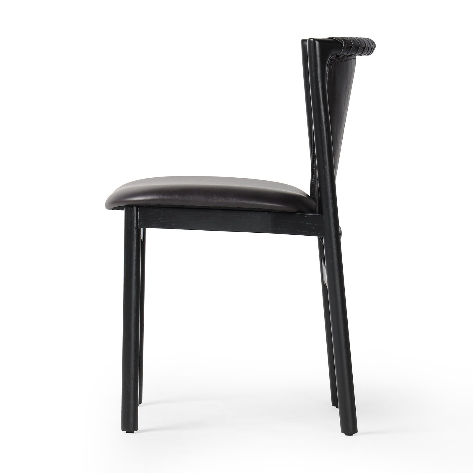 Boman Genuine Leather Dining Chair, Brushed Ebony, Brushed Ebony