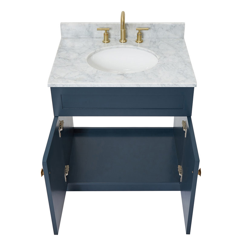 Meuble-lavabo simple avec comptoir Partham 31, Bleu minuit