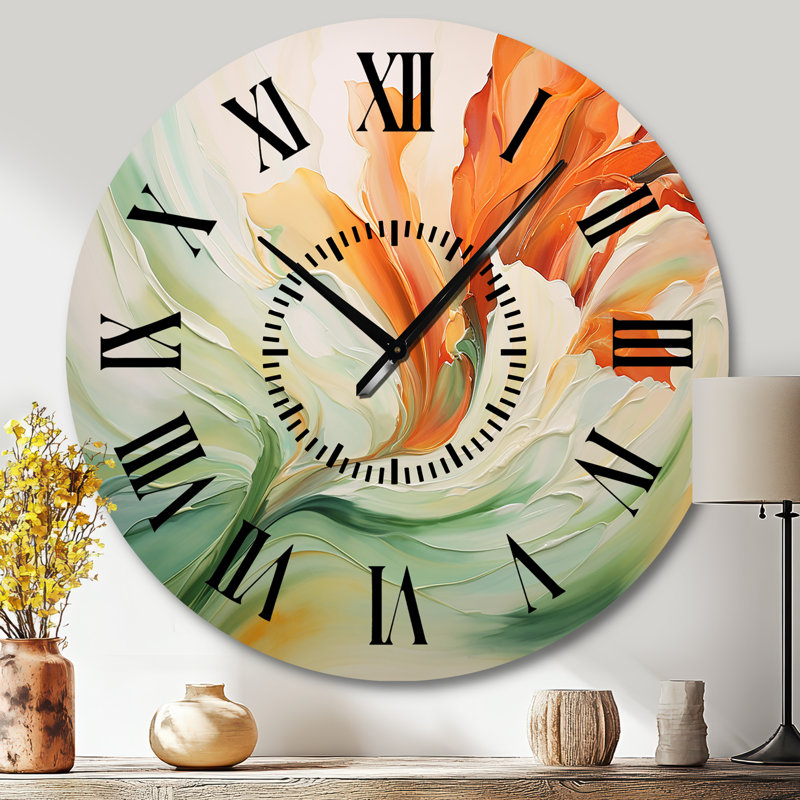 Horloge murale verte à pétales verts - Botanicals abstraits, Grand