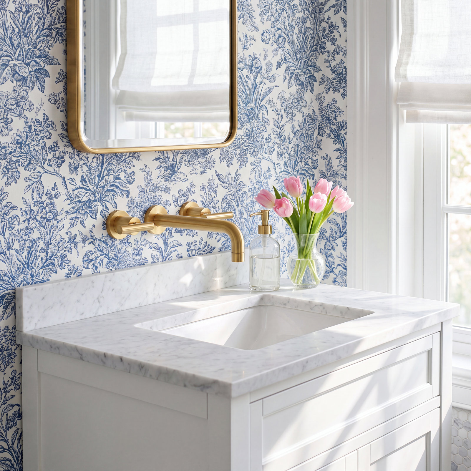 Manhattan Wall-Mounted Roman Tub Faucet, Brushed Brass