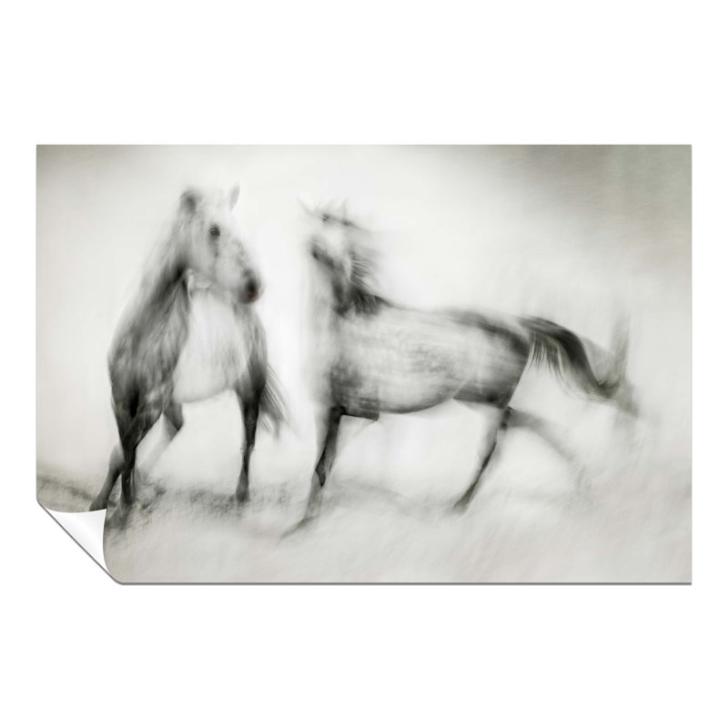 Horses Blurry Sketch - No Frame Print, 20cm H x 31cm W x 0.5cm D