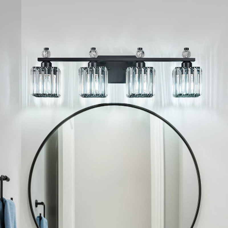 Luminaire de salle de bain Kyneisha, Sable, noir, Quatre lumières