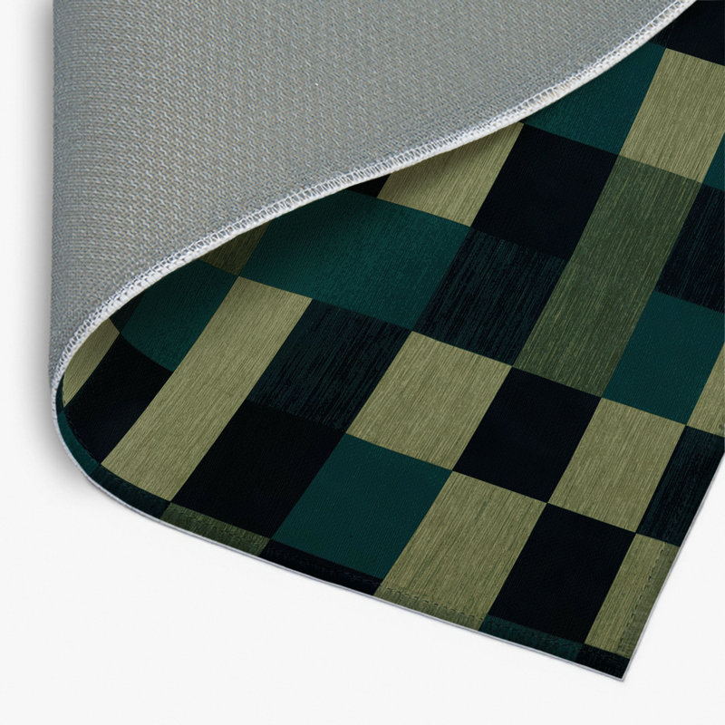Tapis d'intérieur et d'extérieur à carreaux vert