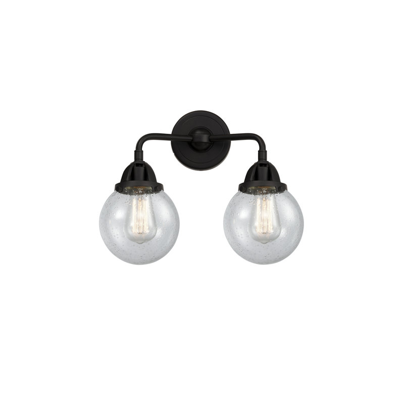 Éclairage pour meuble-lavabo de salle de bain à 2 lumières de 6 po et 14 po Shauna 2 Beacon, Noir mat, DEL